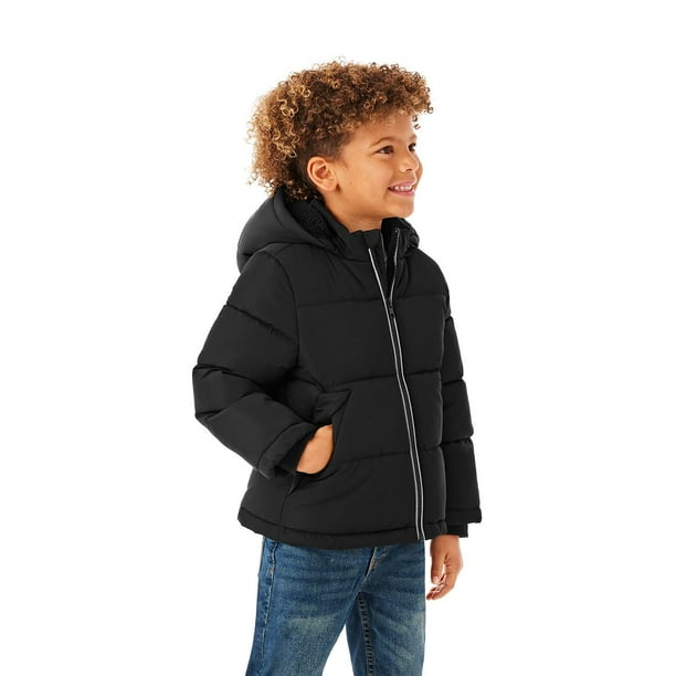 SEAUR jongens lichtgewicht winter pufferjas casual warme gewatteerde capuchon jas inpakbaar winddicht rits 7-16 jaar, Grijs, 13-14 jaar
