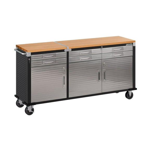 Seville Classics UltraHD 6-Drawer Rolling Work Center, 75.6" W x 20" D x 37.5" H