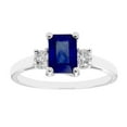thumbnail image 1 of Emerald Cut Natural Gemstone & 0.20 CT. T.W. 3-Stone Diamond Ring in 14K Gold, 1 of 4