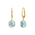 thumbnail image 2 of Cushion Cut Gemstone Bezel Set Dangle Earrings in 14K Gold, 2 of 6