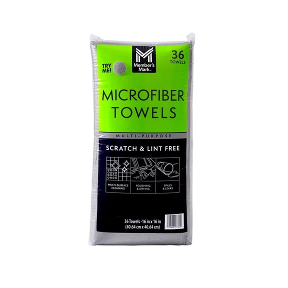 Member's Mark Microfiber Towels, 16" x 16", 36 ct., Choose Color