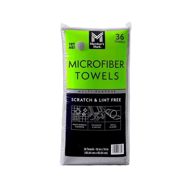 Member's Mark Microfiber Towels, 16" x 16", 36 ct., Choose Color