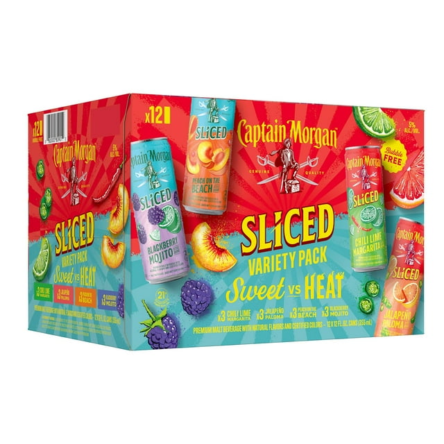 Captain Morgan Sliced Sweet vs. Heat Ready To Drink Variety Pack, 12 fl. oz. can, 12 pk.