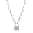 thumbnail image 1 of Sterling Silver 0.29 CT T.W. Diamond Padlock Paperclip Necklace, 1 of 9