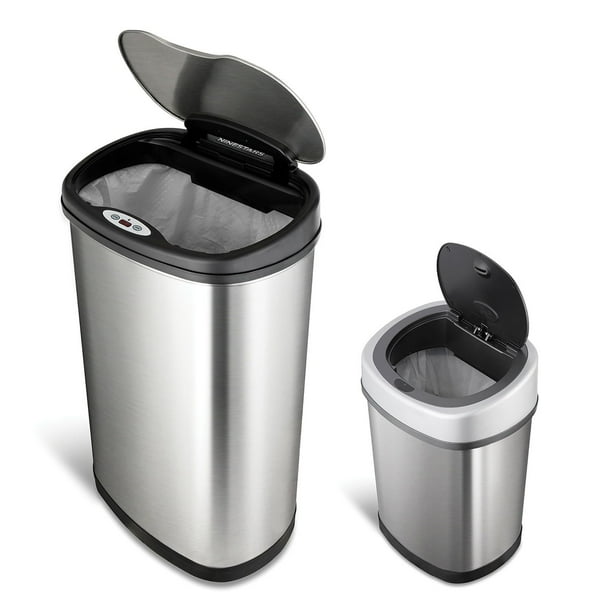 Nine Stars Sensor Trash Cans, Stainless Steel 13.2 gal./3.2 gal