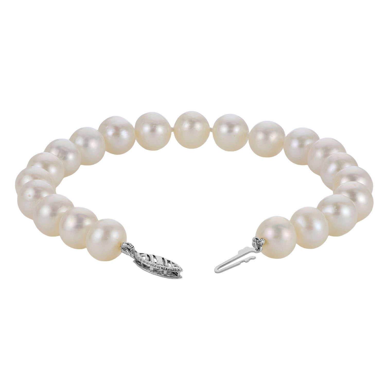 White Cultured Freshwater Pearl Strand Bracelet in 14K Gold