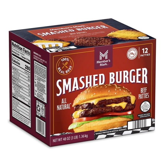 Member's Mark Smashed Burgers, Frozen, 12 ct.