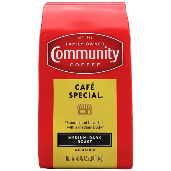 Community Coffee Medium-Dark Roasted Ground Coffee, Café Special, 40 oz.