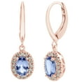 thumbnail image 1 of Oval Cut Genuine Gemstone and 0.16 CT. T.W. Diamond Dangle Earrings in 14K Gold, 1 of 5
