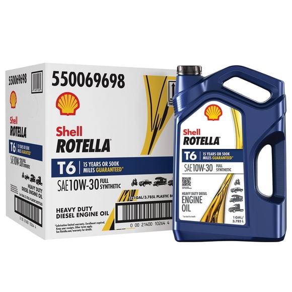 Shell Rotella T6 Full Synthetic 10W30 3-pack/1 gallon bottles