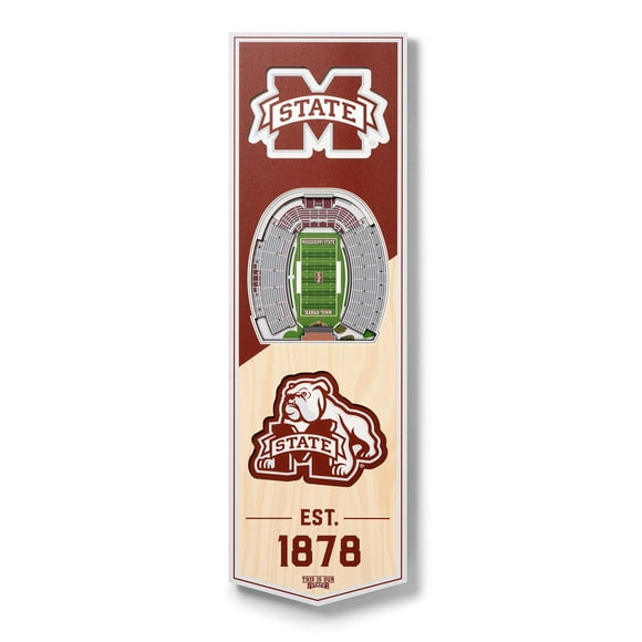 YouTheFan Mississippi State Bulldogs 6"x19" 3D Stadium View Banner