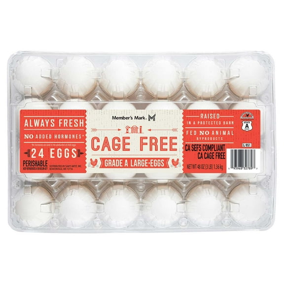 Member's Mark Cage Free Grade A Large White Eggs, 2 dozen