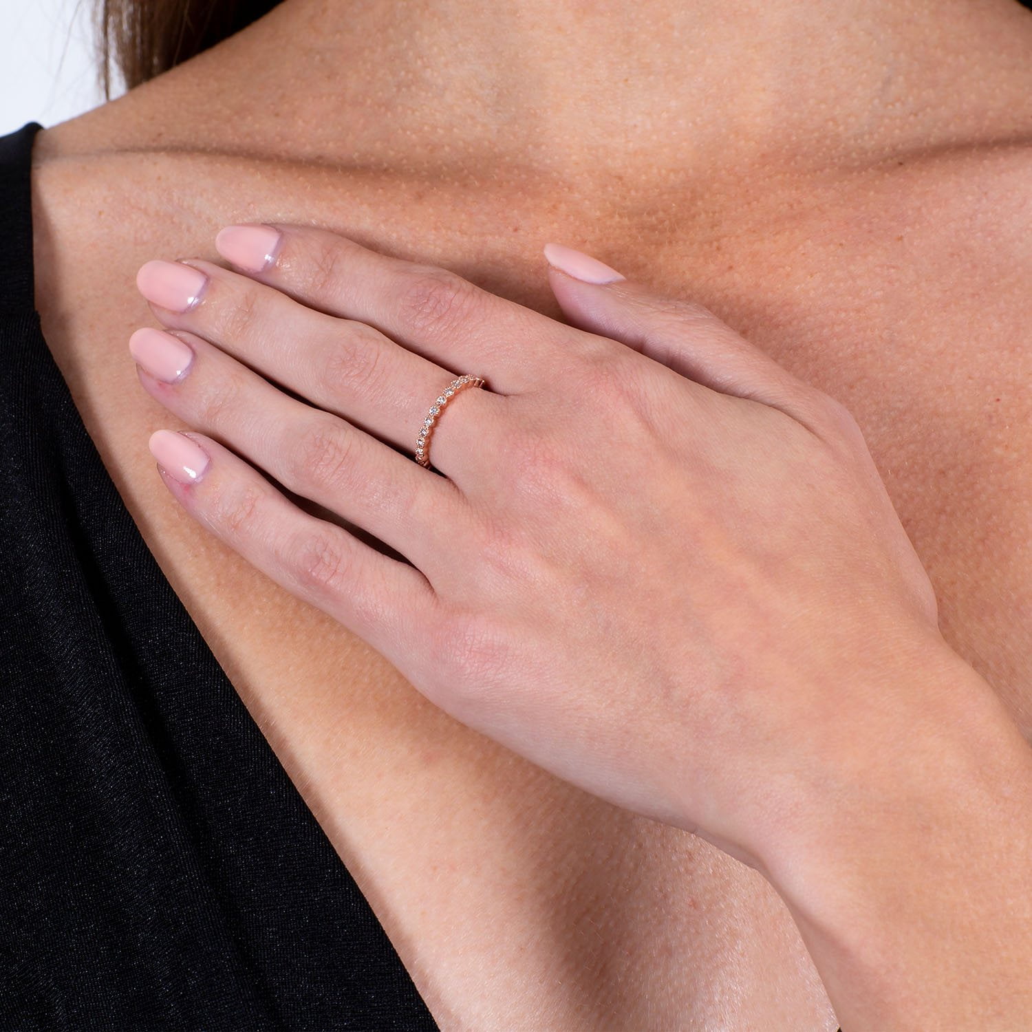 Stackable Diamond Milgrain Anniversary Band in 14K