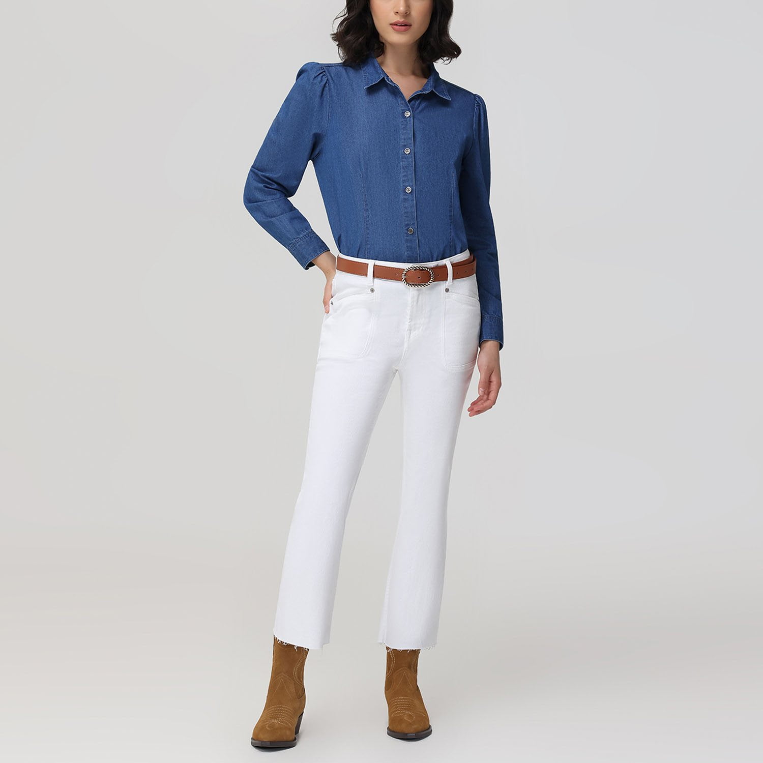 Frye Women's Puff Sleeve Button-Down Denim Top - Samsclub.com