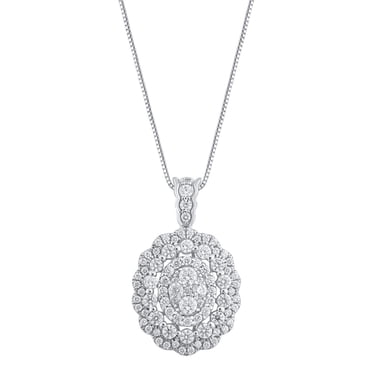 1.46 CT.T.W. Round Cut Diamond Pendant Necklace in 14K Gold
