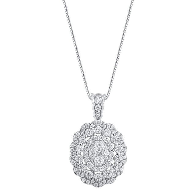 1.46 CT.T.W. Round Cut Diamond Pendant Necklace in 14K Gold