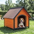 thumbnail image 4 of Outdoor wooden dog house, Large 32.8" L x 39.76" W x 33.46" H, Brown, 4 of 5