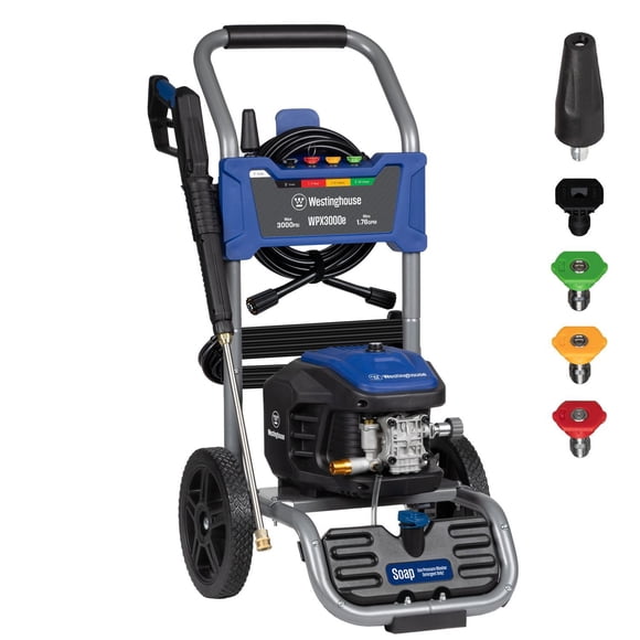 Westinghouse 3000 Max PSI 1.76 Max GPM 13 Amp Cold Water Electric Powered Pressure Washer with Turbo Nozzle and 5-Quick Connect Tips