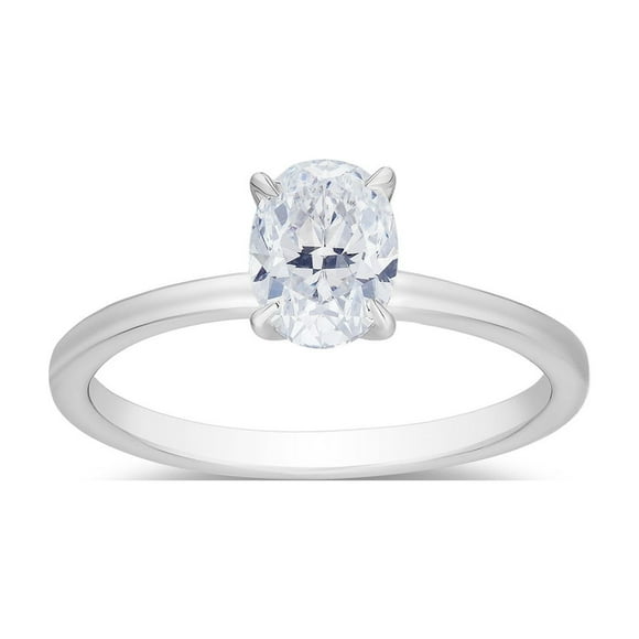 Oval Cut Solitaire Diamond Ring in 18K Gold