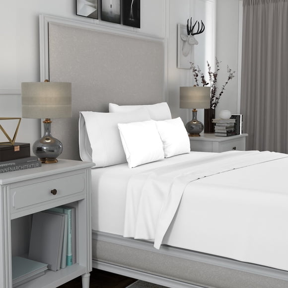Aireolux 600 Thread Count 100% Cotton Sateen Wrinkle-Resistant Sheet Set, Assorted Sizes
