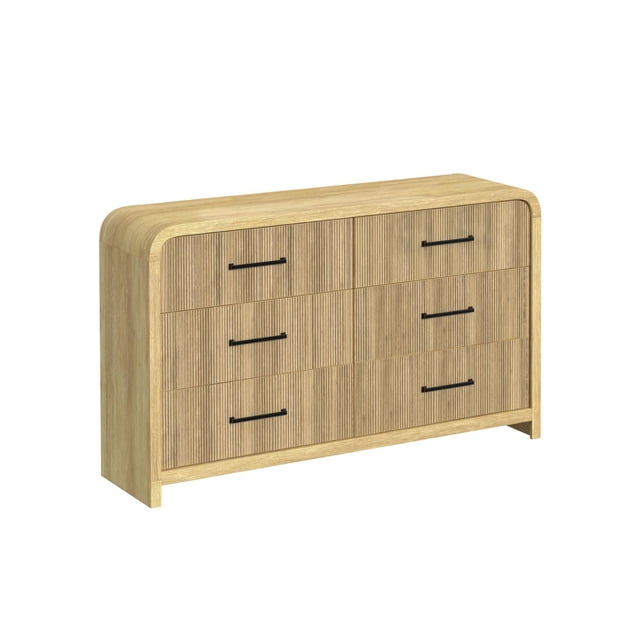 Society Den Woodridge 6-Drawer Dresser and Mirror in Natural