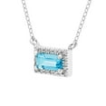 thumbnail image 2 of Baguette Cut Gemstone and 0.06 CT. T.W. Diamond Halo Pendant Necklace in 14K Gold, 2 of 4