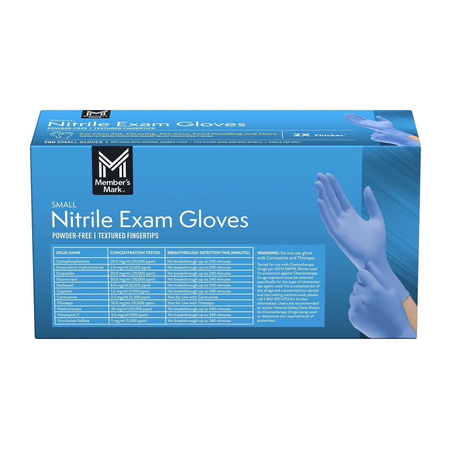 Member's Mark Nitrile Exam Gloves, Choose your Size, 200 ct