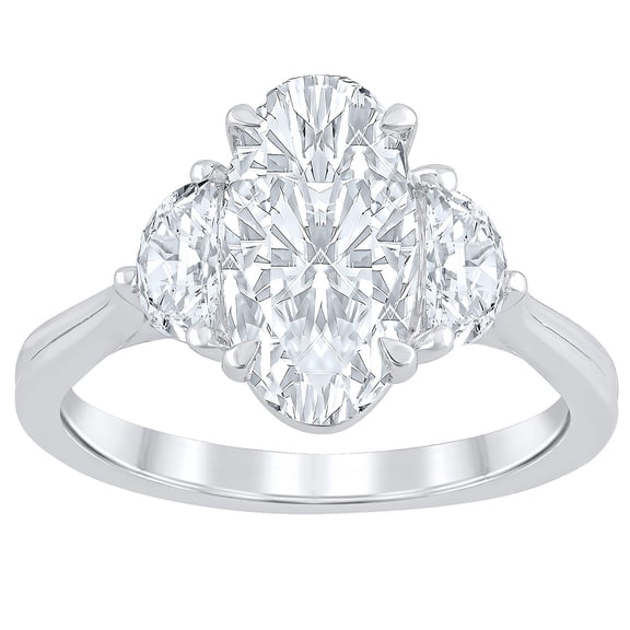 2.46 CT.T.W. Moval & Half Moon Cut Lab Created Diamond Ring in 18K Gold