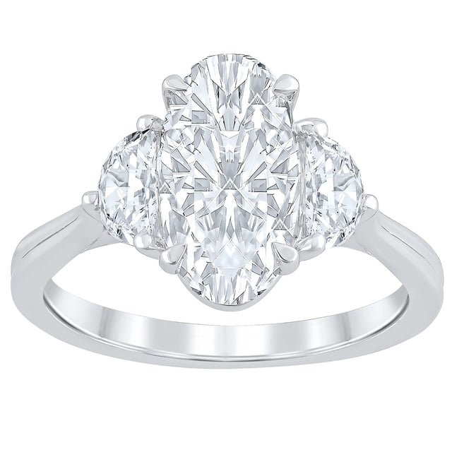 2.46 CT.T.W. Moval & Half Moon Cut Lab Created Diamond Ring in 18K Gold