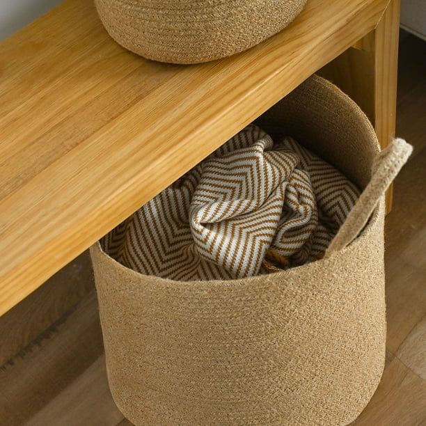 We Think Storage Round Jute Storage Basket with Handle, Set of 3
