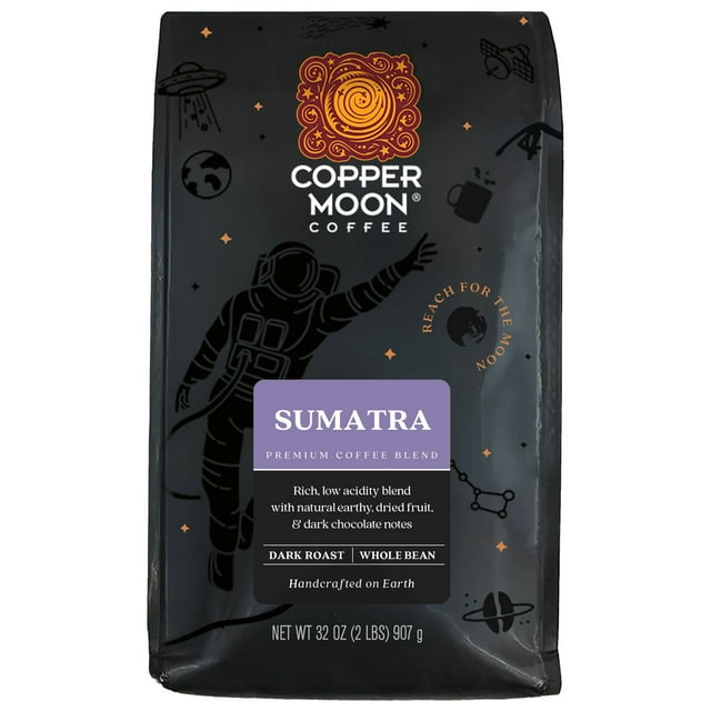 Copper Moon Coffee Dark Roast Whole Bean Coffee, Sumatra Blend, 32 oz.