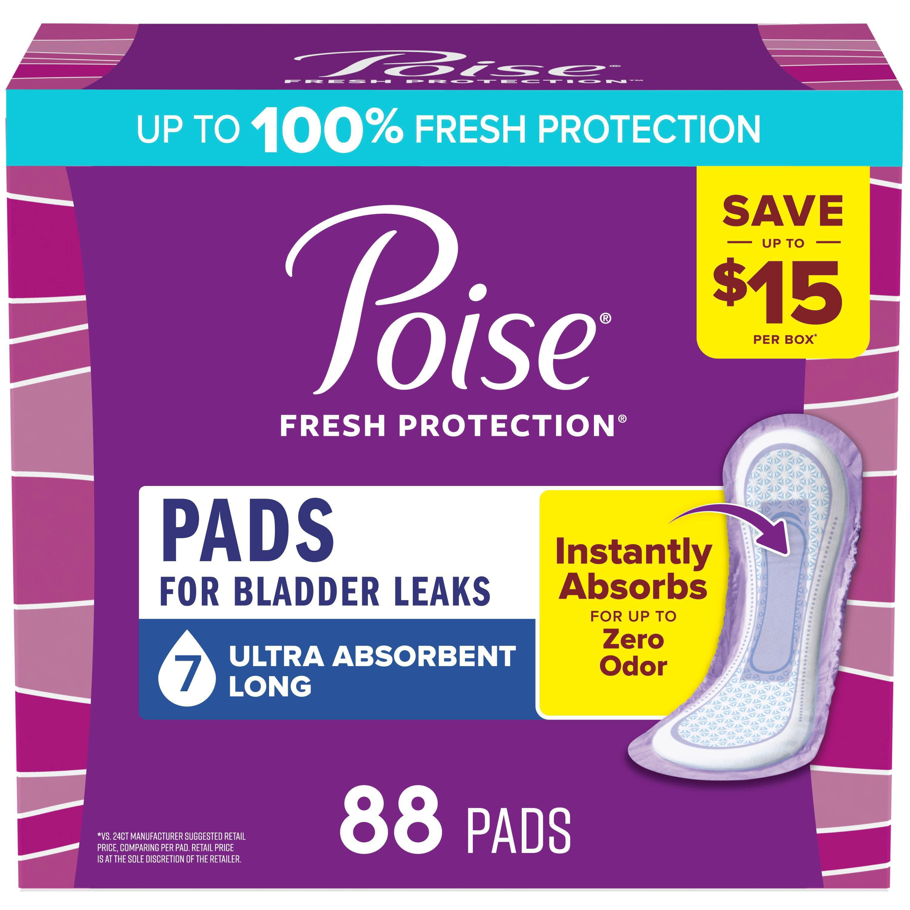 Poise Incontinence Pads, 7 Drop Ultra Absorbency, 88 ct
