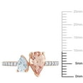 thumbnail image 3 of Pear Cut Morganite and Aquamarine & 0.21 CT. T.W. Diamond Two-Stone Ring in 14K Gold, 3 of 7