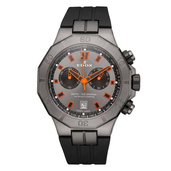 Edox Deflin The Original Chronogrpah Quartz Grey Dial Men's Watch 43mm