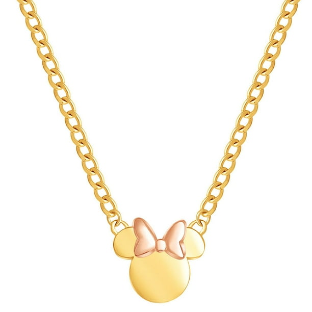 Disney Mickey or Minnie Mouse Chain Pendant Necklace in 14K Gold