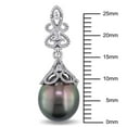 thumbnail image 3 of 9-9.5 mm Black Drop Tahitian Pearl and Diamond-Accent Dangle Earrings in 14K Gold, 3 of 5