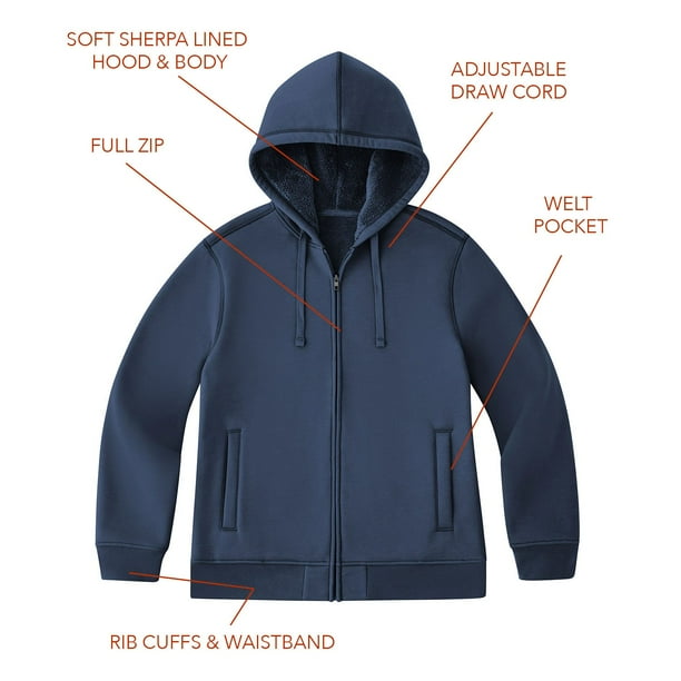 Member's Mark Men's Sherpa Lined Full Zip Hoodie - Samsclub.com