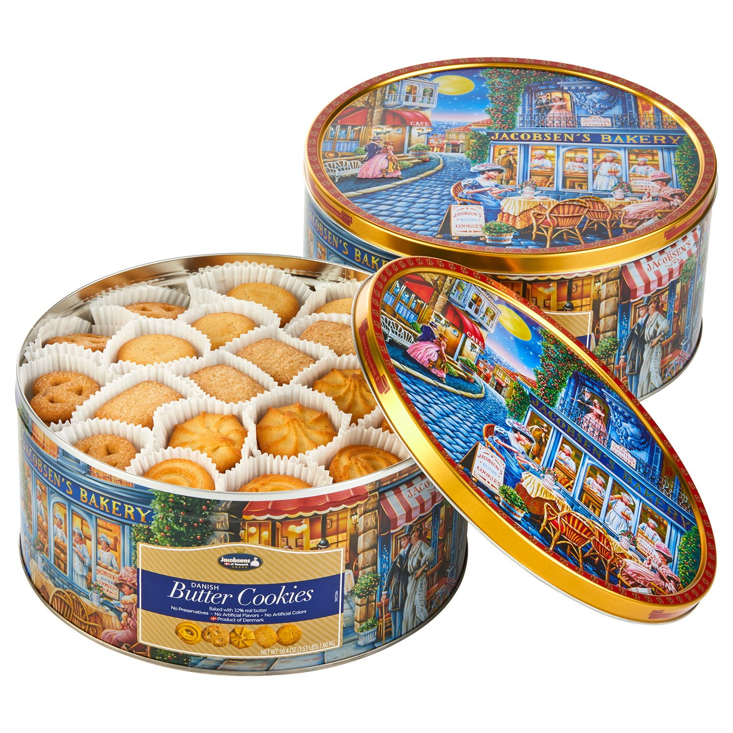 TIN PAN ALLEY & MEMBERS BOX 11枚セット Jacobsens Original Premium Danish Butter Cookie Tin, 3.5 lbs., 2