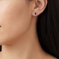 thumbnail image 4 of Baguette Cut Gemstone & 0.12 CT. TW Diamond Stud Halo Earrings in 14K Gold, 4 of 5