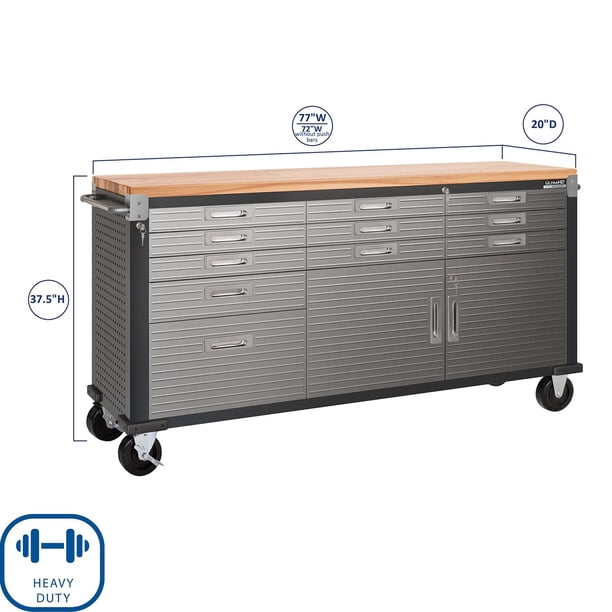 Seville Classics UltraHD 11 Drawer Rolling Workbench, 77