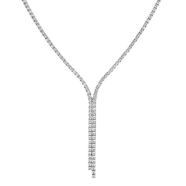 Lab Created White Sapphire Lariat Tennis Necklace in Sterling Silver
