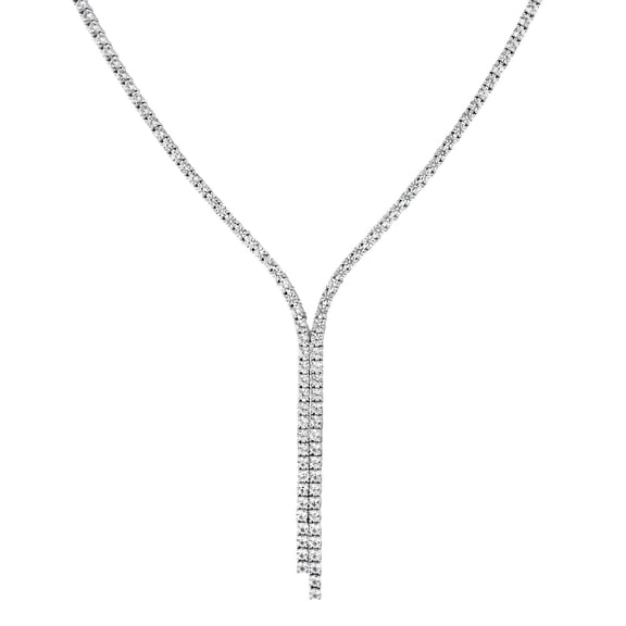 Lab Created White Sapphire Lariat Tennis Necklace in Sterling Silver