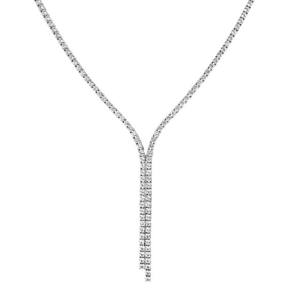 Lab Created White Sapphire Lariat Tennis Necklace in Sterling Silver