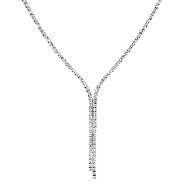 Lab Created White Sapphire Lariat Tennis Necklace in Sterling