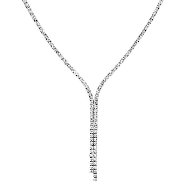 Lab Created White Sapphire Lariat Tennis Necklace in Sterling Silver