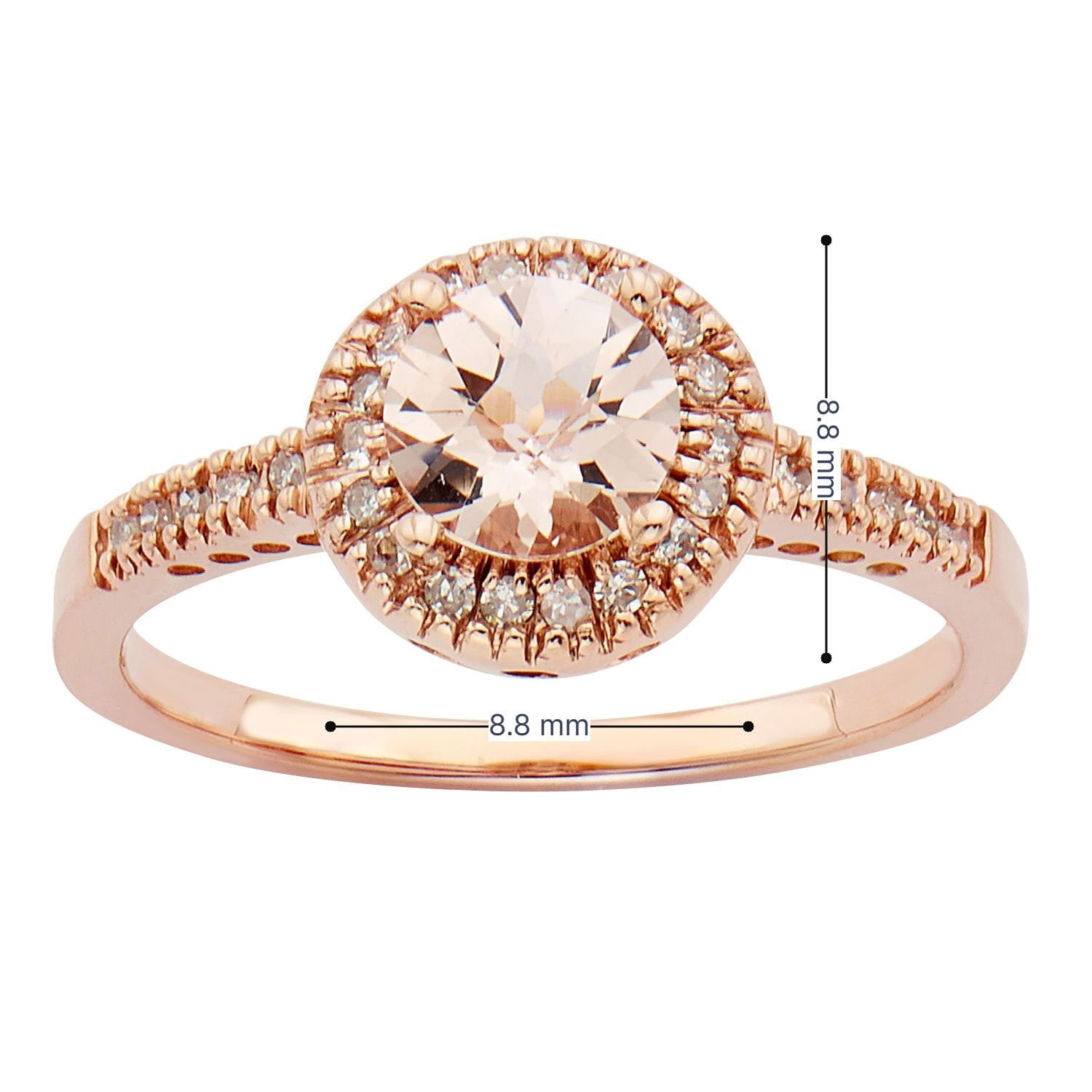 Round Cut Gemstone & 0.13 CT. T.W. Halo Diamond Ring in 14K Gold 