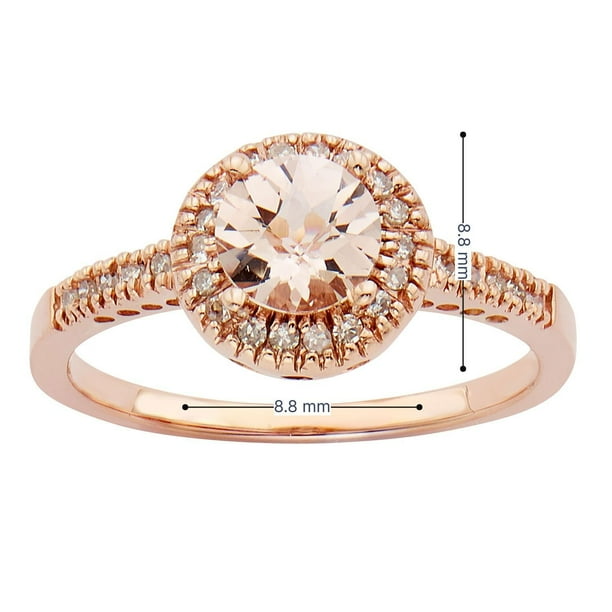 Round Cut Gemstone Halo Diamond Ring in 14K Gold