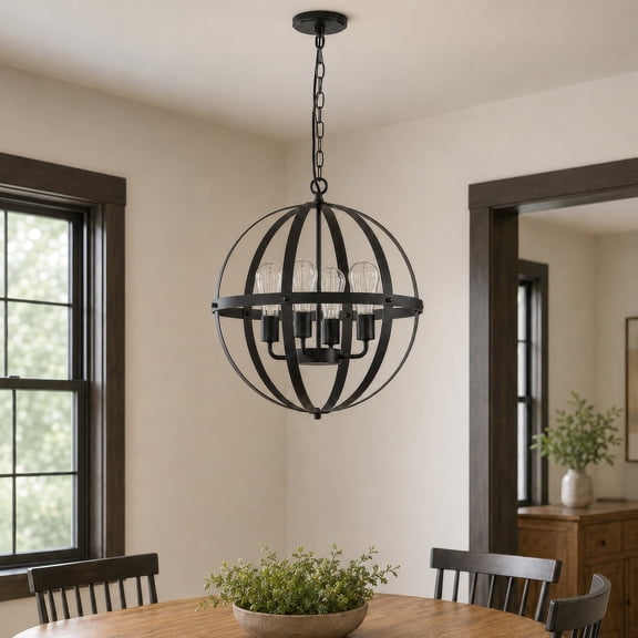 Cedar Hill 4-Light Open Metal Globe Chandelier, 4 light bulbs Included