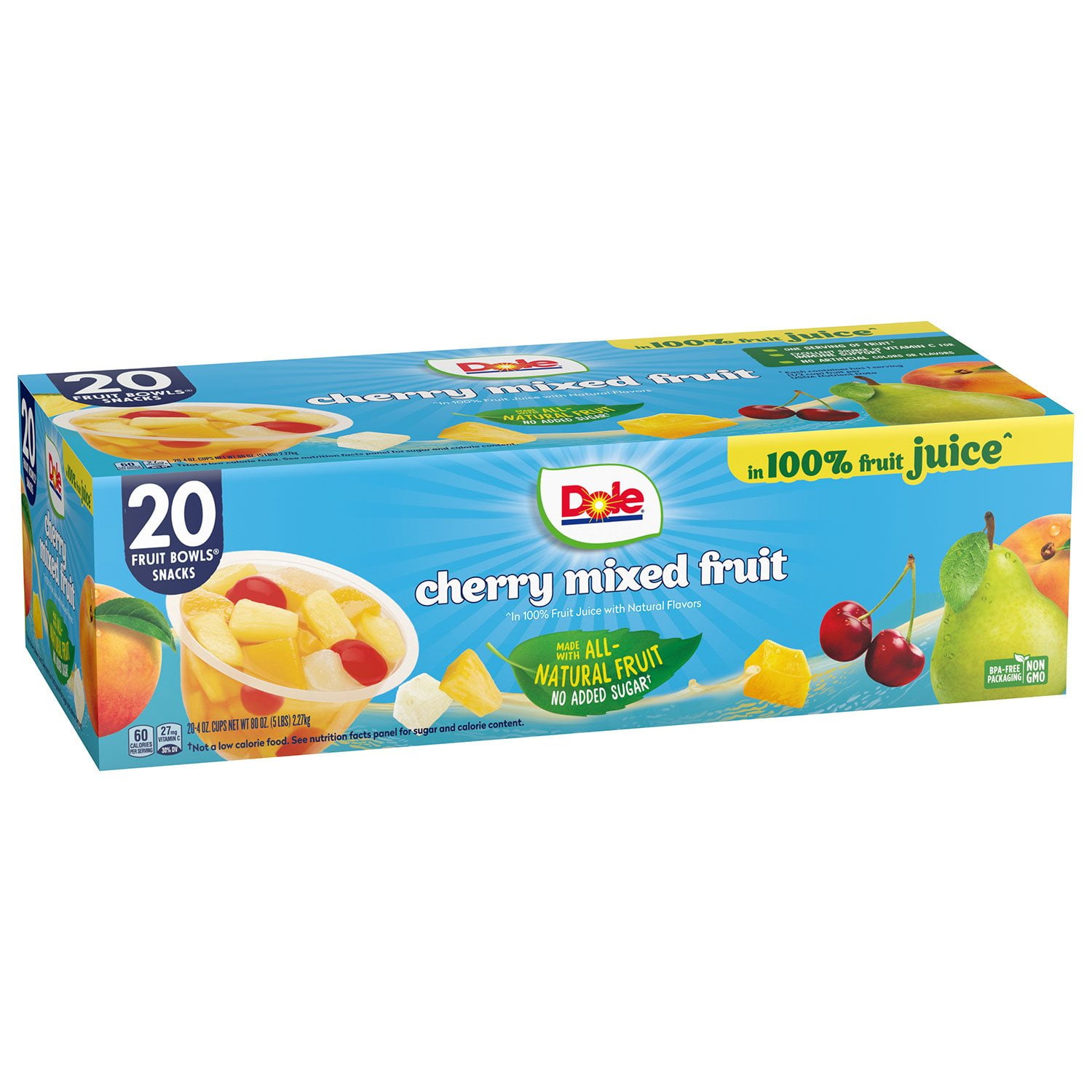 Dole Fruit Bowls Cherry Mixed Fruit in 100% Juice 4 oz., 20 pk