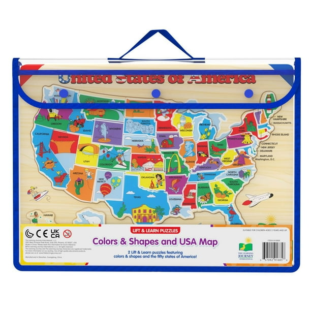 Lift & Learn Puzzles: Colors & Shapes and USA Map, 56 Piece